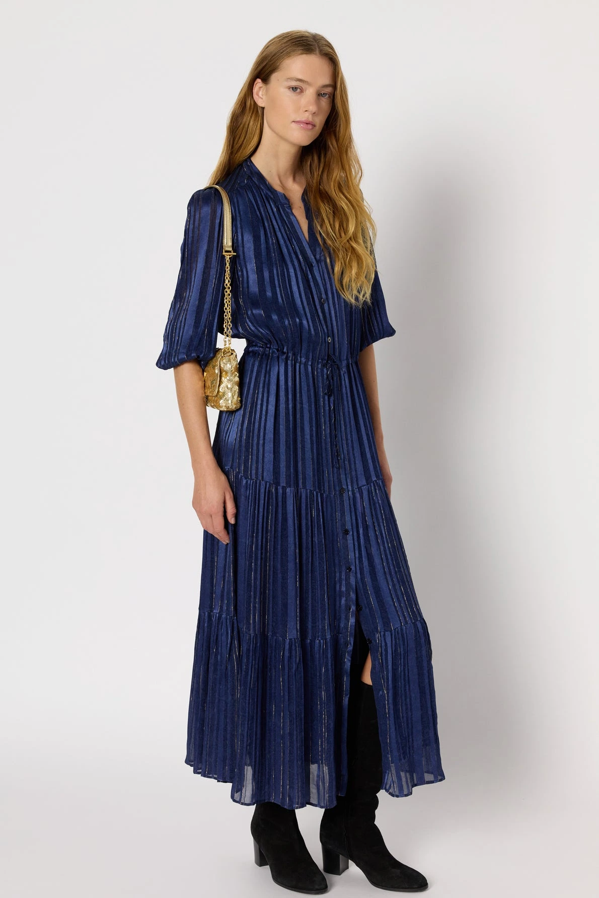 Robe-longue-satinee-a-lurex-LYDIE-gerard-darel-maroc-total-look